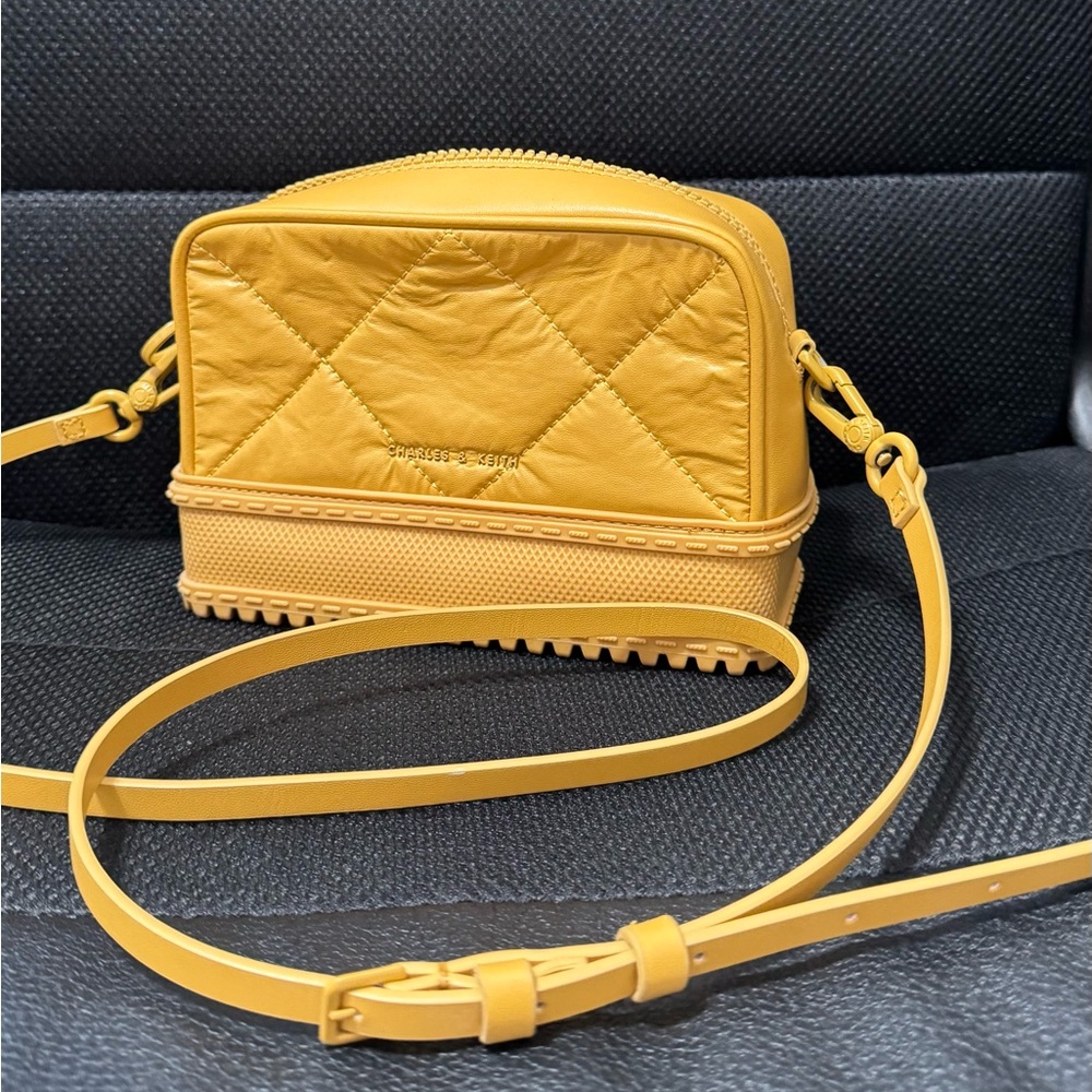 Charles & Keith Yellow Mustard Platform Crossbody Bag